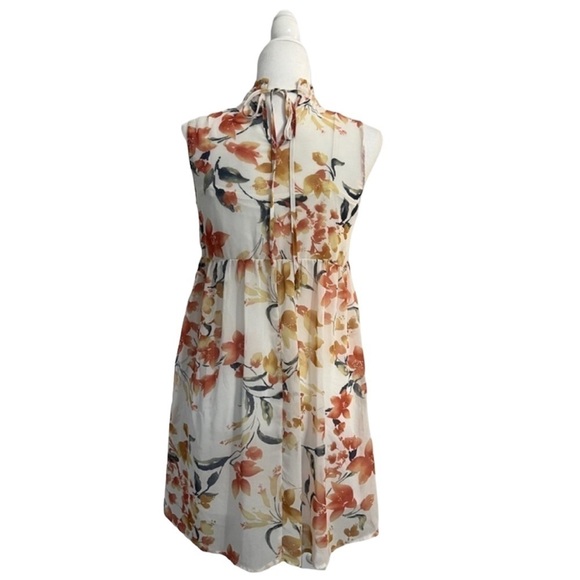 Lily Star Floral Sleeveless Smocked High Neck Sleeveless Mini Dress - Size Small - Picture 4 of 12